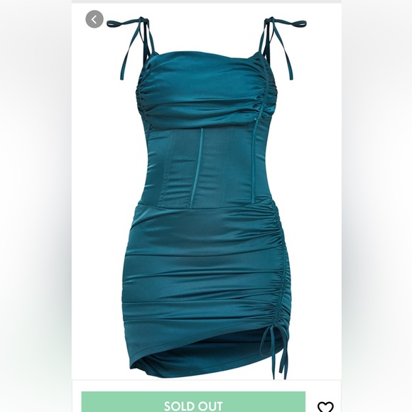 Selling my Pretty Little Thing green cowl neck corset dress. NWT. UK size 8 - Picture 2 of 8